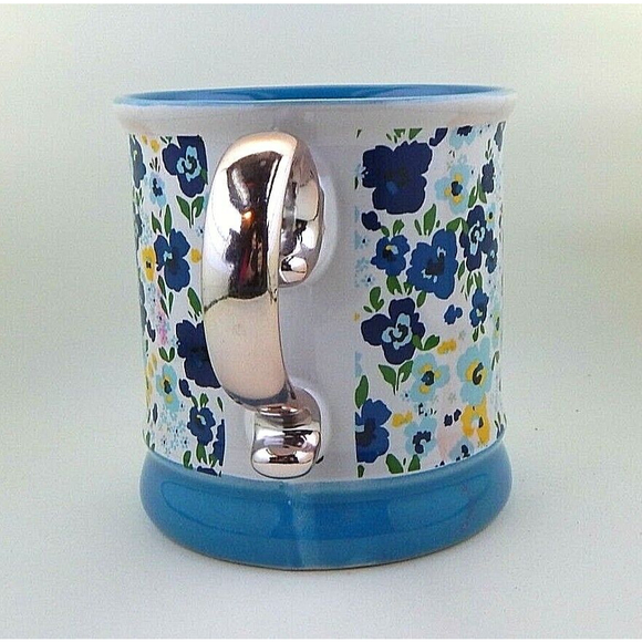 Orly Maison Floral Coffee Mug Teal Gold Handle 16 Oz - Picture 2 of 11